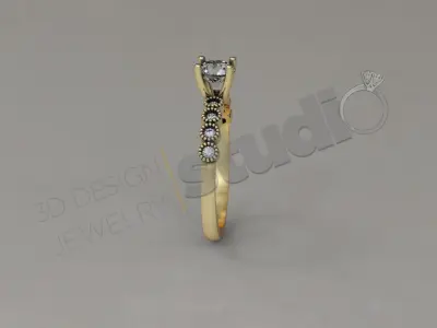 Luxury detailed solitaire ring with bezels 3d model 3D print model