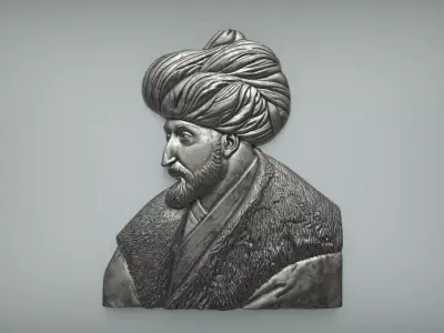 The Portrait of Mehmed II bas relief 3D print model