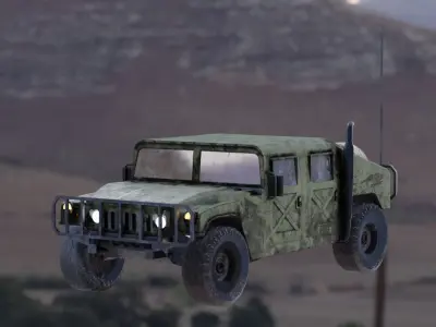 war green low-poly Humvee ORM for unreal UE Low-poly 3D model