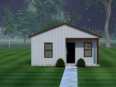 American Farmhouse 3D Model  Classic Country Home Exterior 3D model