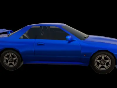 Low Poly Blue GTR Sports Car 3D Model Stylized Game Ready Low-poly 3D model