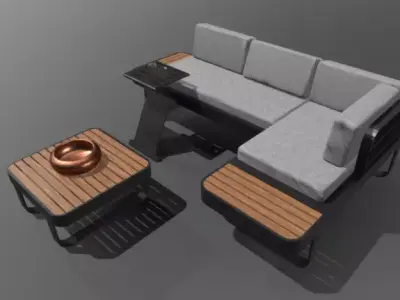 Outdoor couch Low-poly 3D model