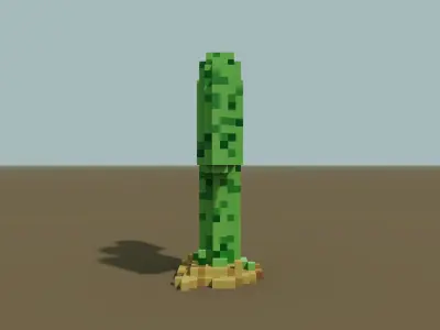 Free Cactus Voxel Model from Main Wild West Bundle OBJ PLY QB Free low-poly 3D model