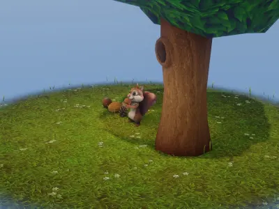 Cartoon Animated Squirrel 30 Animations with Props 3D Model Low-poly 3D model