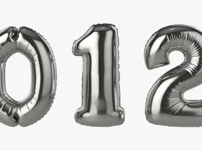 Foil air balloon numbers 03 3D model