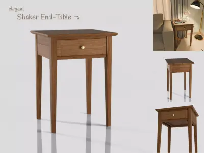 Elegant Shaker End Table Low-poly 3D model