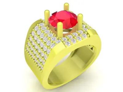 Luxury Mens Ruby Pave Diamond Ring 3973 3D print model