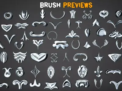 150 Ornamental Brushes AND  IMM   Vol 48 Low-poly 3D model