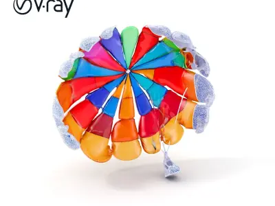 Colorful Parasailing Model Pack with Detailed Canopy Low-poly 3D model