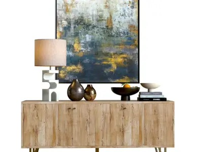 Sideboard Set with Decor 01 - Crate and Barrel Furniture 3D model