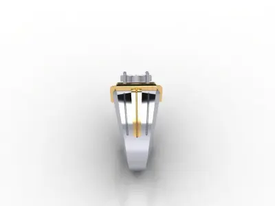 Diamond man ring white and yellow 3D print model