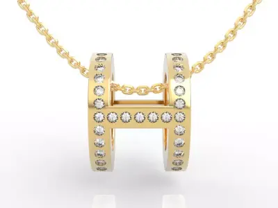 Diamond Letter H Pendant  3D print model