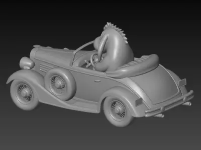 vintage car driver Eeyore 3D print model