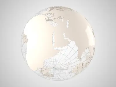 Globe News Skeleton Coffee Cream Color 3D model