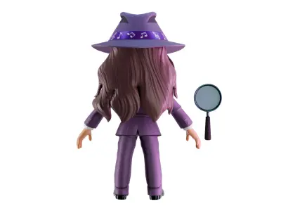 Detective Girl  Stylized 3D Character Game-Ready PBR 4K Textured Low-poly 3D model