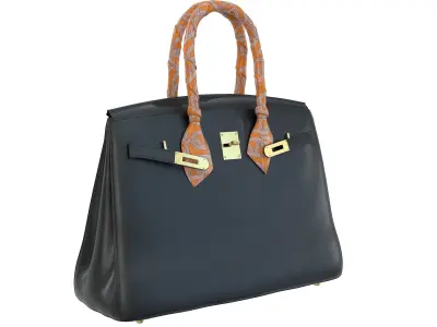 Hermes Birkin Black Bag with accessories Low-poly 3D model