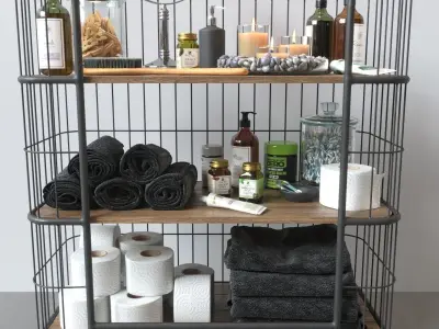 iron trolley with bathroom accessories 3D model