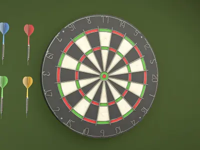 Low poly darts game set Low-poly 3D model