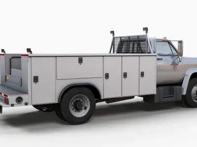 Vintage service truck Low-poly 3D model