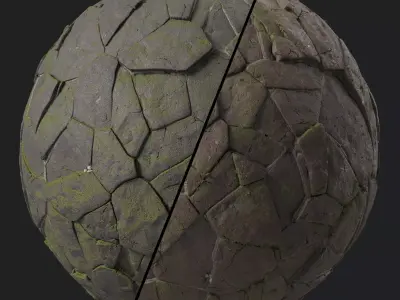 Pavement Materials 75- Brush Rock Stone Sbsar Pbr 4k Seamless Texture