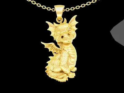 Baby Dragon pendant jewelry Gold 3D print model 3D print model