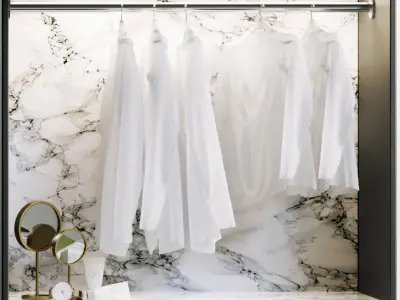 Laundry room with cosmetics for clothes and towels 3D model