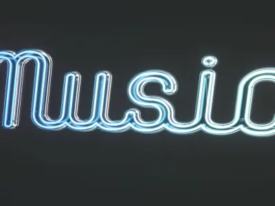 Detailed  Words Neon Banners set 01 3D model