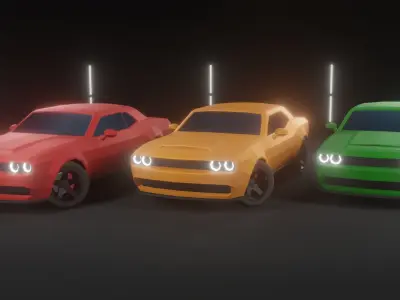 Dodge Challenger Hellcat Low-Poly Car Low-poly 3D model