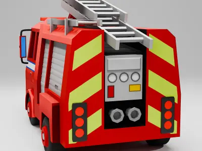 Toy Fire Truck Low Poly 3d Model Low-poly 3D model