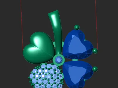 CLOVER PENDANT WITH STONES Printable Model 3D print model