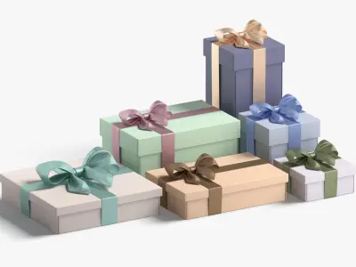 Gift boxes set - 6 box shapes Low-poly 3D model