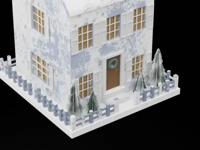 Christmas Putz House Low-poly 3D model purchase