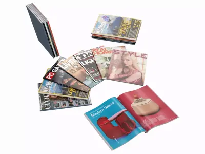 Magazine set in many positions for interior decoration 3D model