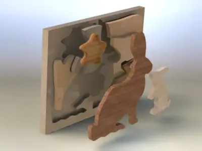 Bunnie rabbit puzzle Free 3D model