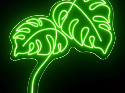 Monstera Neon Sign 3D model