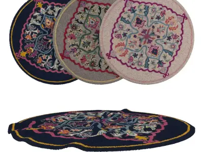 Round Rug Set 32 3D model