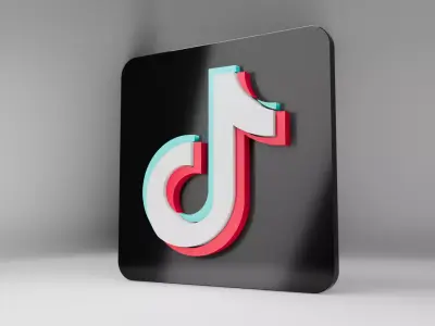  TikTok Logo Sign Board - Customizable - Puzzle  Low-poly 3D model