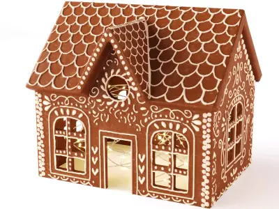 Gingerbread houses and a cookie tree 3D model