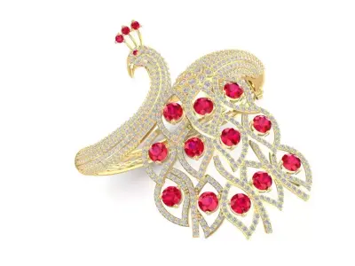 Elegant Peacock Pendant with Ruby Gemstones Jewelry  1212 3D print model
