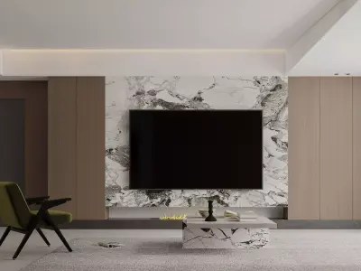 Modern living room dining room interior scenes 130 3D model