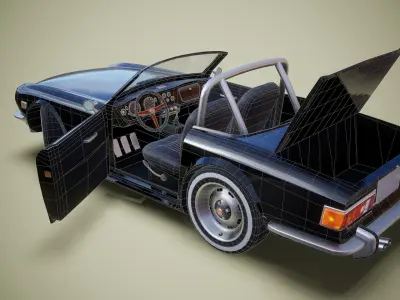 Gameready british retro sports car Low-poly 3D model