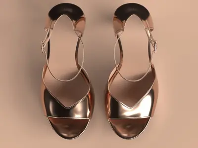 Unbranded Sandal 04 Women Platform Sandal Rose Gold Low-poly 3D model