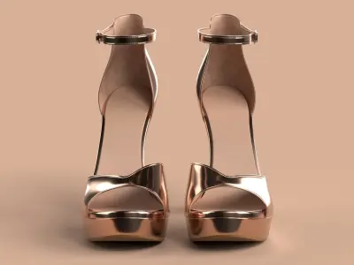 Unbranded Sandal 04 Women Platform Sandal Rose Gold Low-poly 3D model