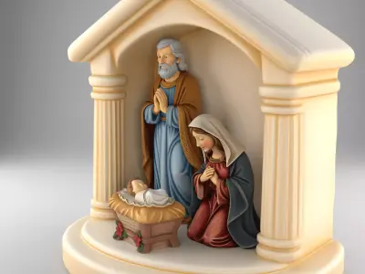 Nativity Holy Family STL separated Jesus Mary Joseph Manger 3D print model