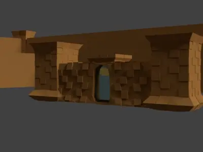 Low-Poly Medieval Semi Castle Village Fortress Style Low-poly 3D model