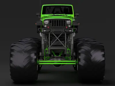 Monster Truck Jeep Wrangler Rubicon Recon 3D model