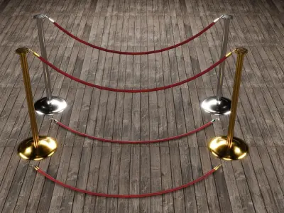 Silver and Gold Stanchion Low-poly 3D model