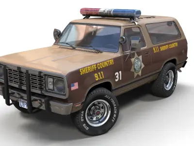 80s sheriff car Low-poly 3D model