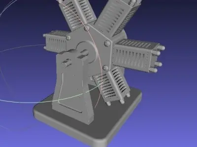 Miniature Pneumatic 6 Cylinder Radial Engine Free 3D model