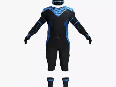 Realistic American Football Outfit- Blue Black Low-poly 3D model